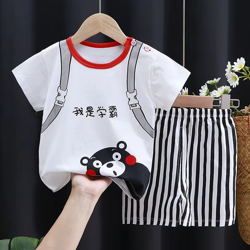 Kids Clothes Set Baby Boy/Girl T-Shirt + Shorts Summer Clothing Cotton Cartoon Casual Boys Tracksuit Children Baby Clothes Set