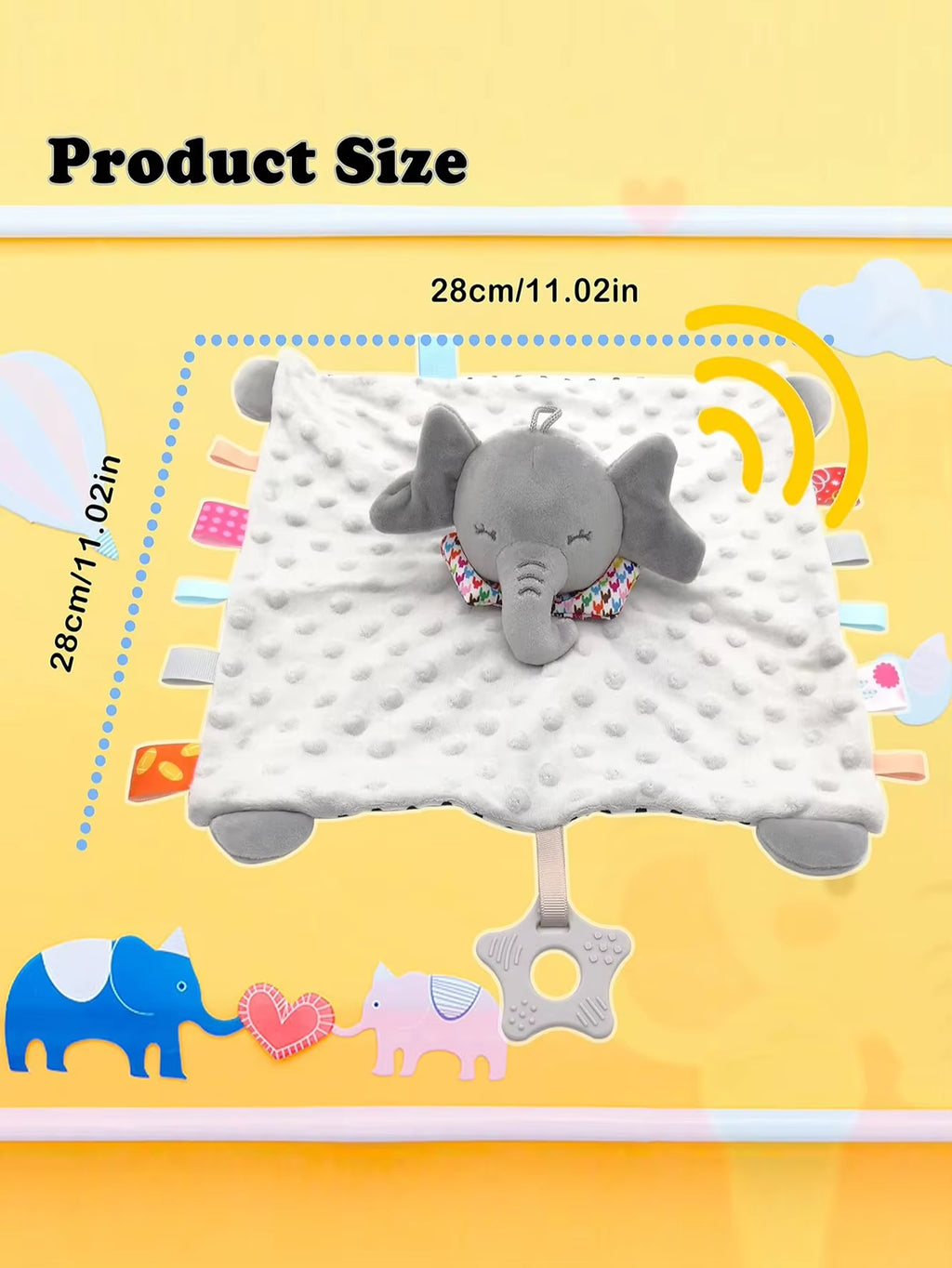 Elephant Baby Comforter Blanket Soft Appease Towel Baby Rattle Animals Toys Soothe Reassure Sleeping Towel Lathe Hangingtoddler