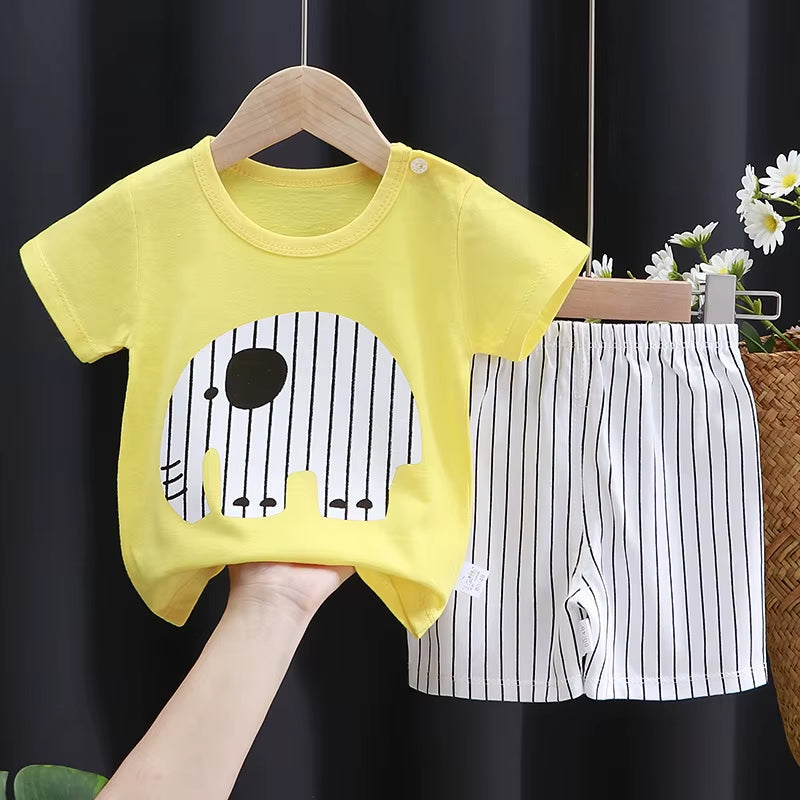 Kids Clothes Set Baby Boy/Girl T-Shirt + Shorts Summer Clothing Cotton Cartoon Casual Boys Tracksuit Children Baby Clothes Set