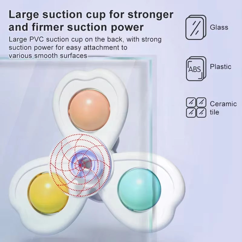 3 in 1 Suction Cups Spinning Top Toy for Baby Game Infant Teether Relief Stress Educational Rotating Rattle Bath Toys for Kids